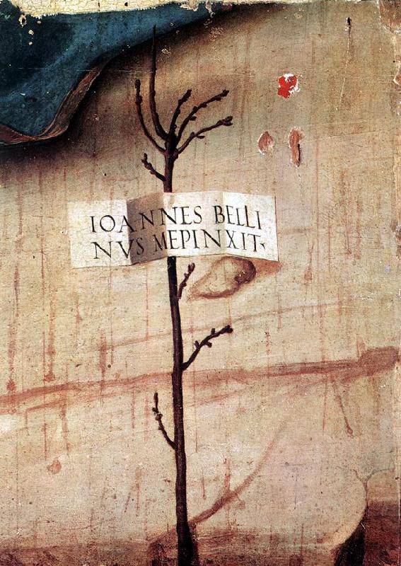 BELLINI, Giovanni Small Tree with Inscription (fragment) oil painting picture